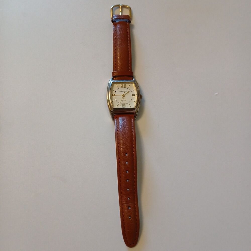 Vtg Pembrooke Date Indicator Rectangular Dial Qua… - image 1